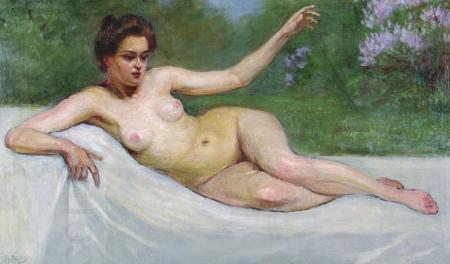 Jakub Weinles Femme nue allongee oil painting picture